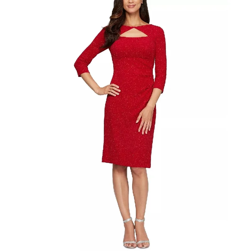 Alex Evenings Women's Glitter Cutout Sheath Dress Red