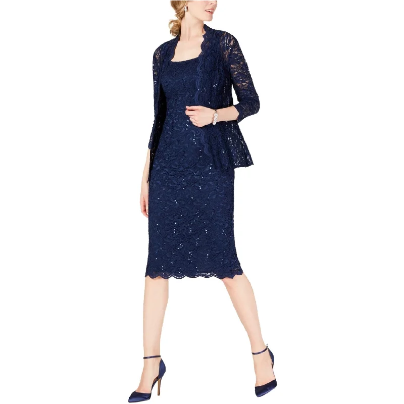 Alex Evenings Womens Lace Sheath Dress, Blue, 14