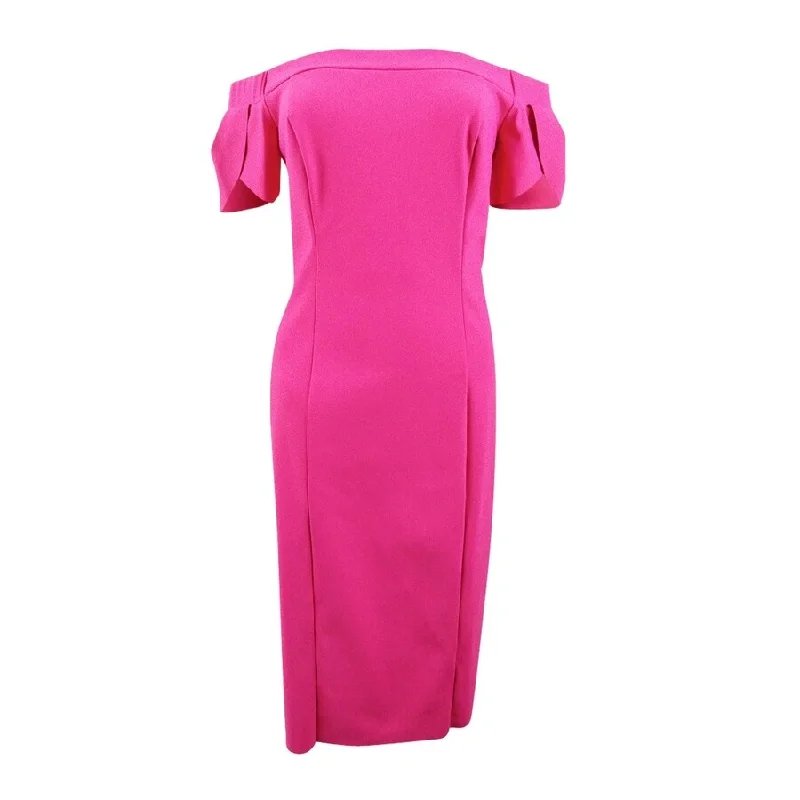 Alex Evenings Women's Off-The-Shoulder Sheath Dress (8, Fuchsia)