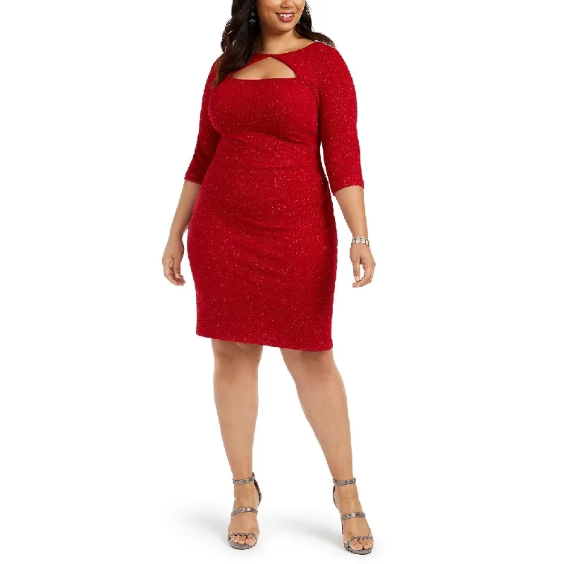 Alex Evenings Women's Plus Size Cutout Sheath Dress Red Size Small Petite - 16 Plus