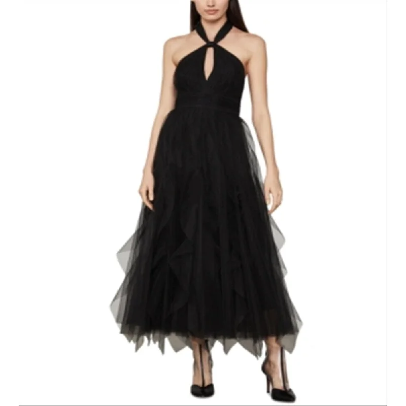 Bcbgmaxazria Women's Eve Tulle Halter Evening Dress Black Size 2