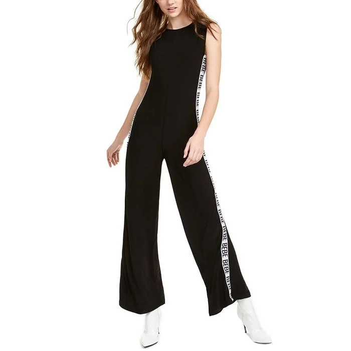 Bebe Women's Graphic Crew Neck Evening Jumpsuit Black Size XX-Small