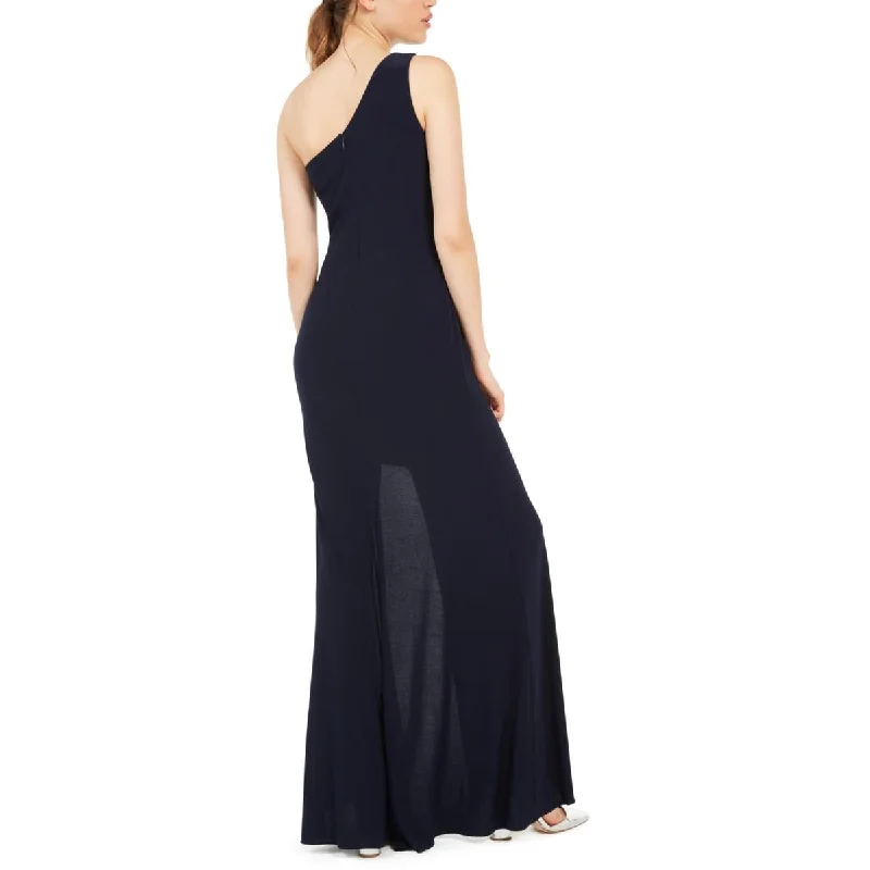 Blondie Nites Women's One Shoulder Slit Evening Dress Blue Size 13