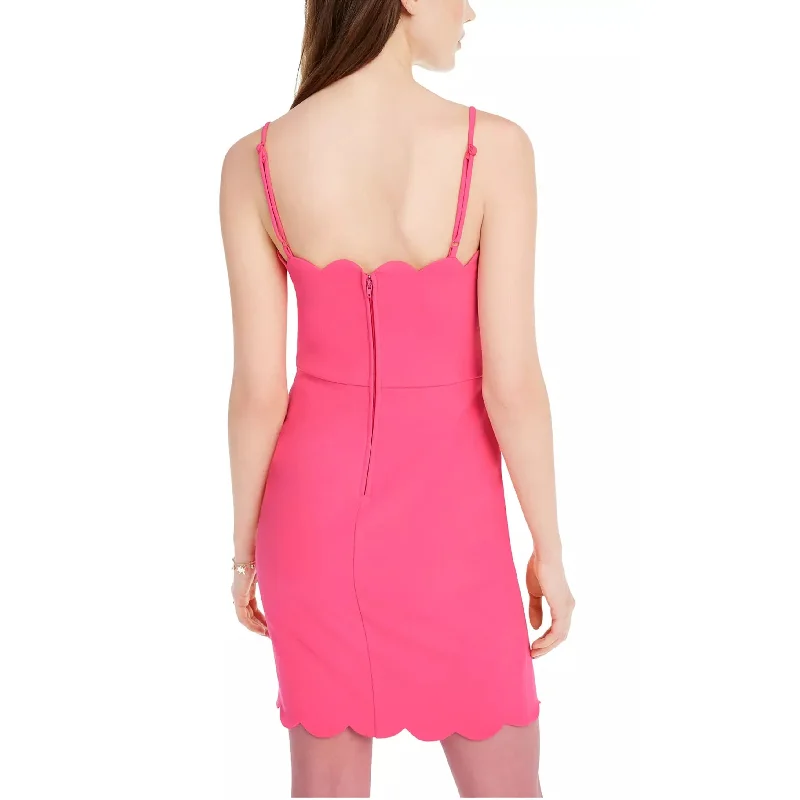 City Studios Women's Spaghetti Strap Square Neck Short Body Con Evening Dress Pink Size 1