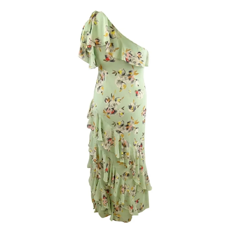 Lauren Ralph Lauren Women's Chiffon Floral Evening Dress (8, Sage/Pink Multi)