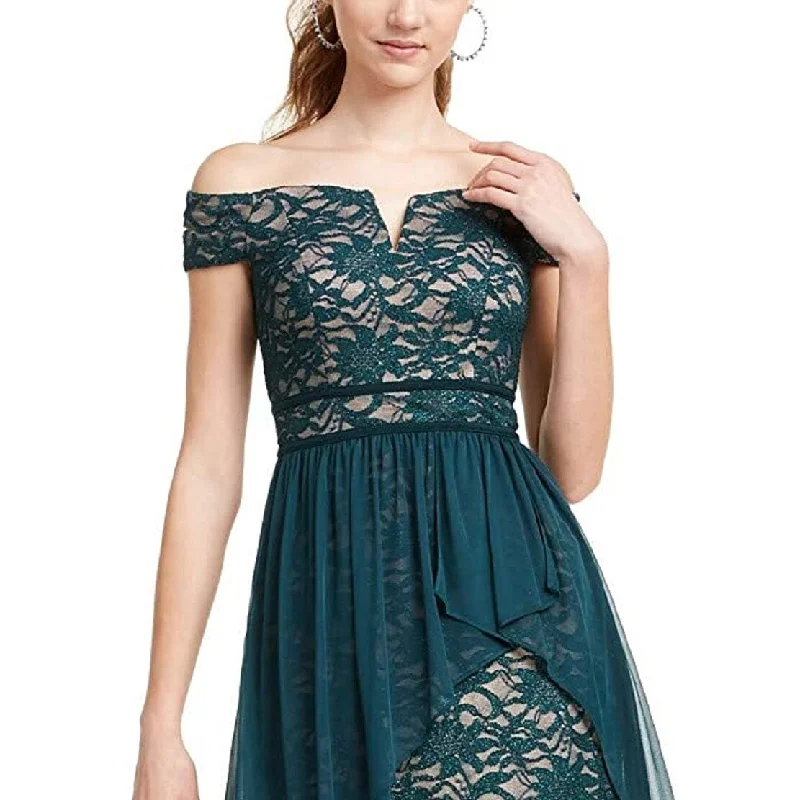 Morgan & Company Women's Lace Hi Low Evening Dress Green Size 7