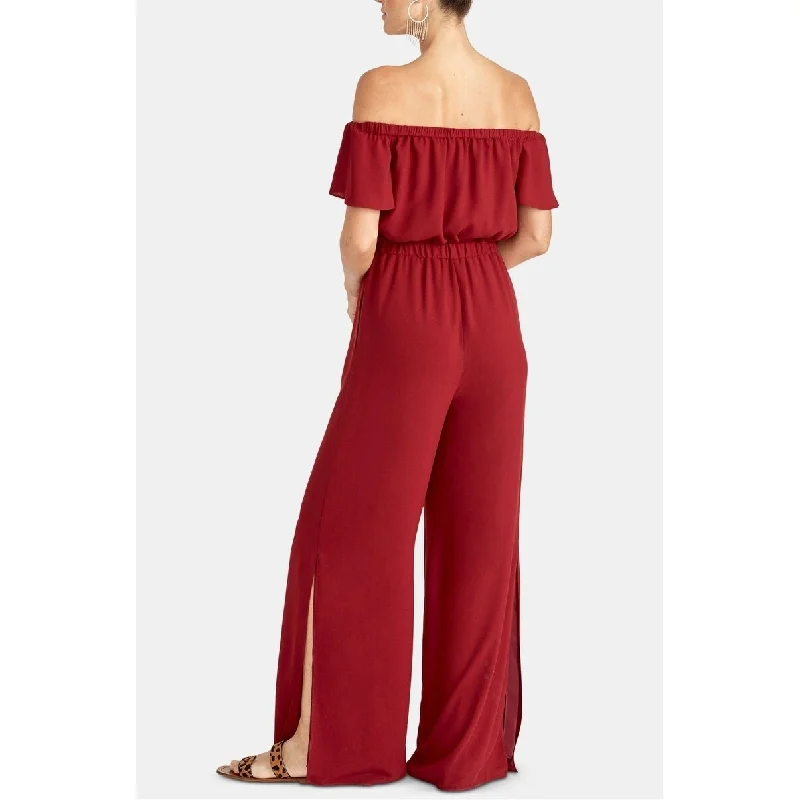 Rachel Roy Women's Short Sleeve Wide Leg Evening Jumpsuit Red Size X-Small