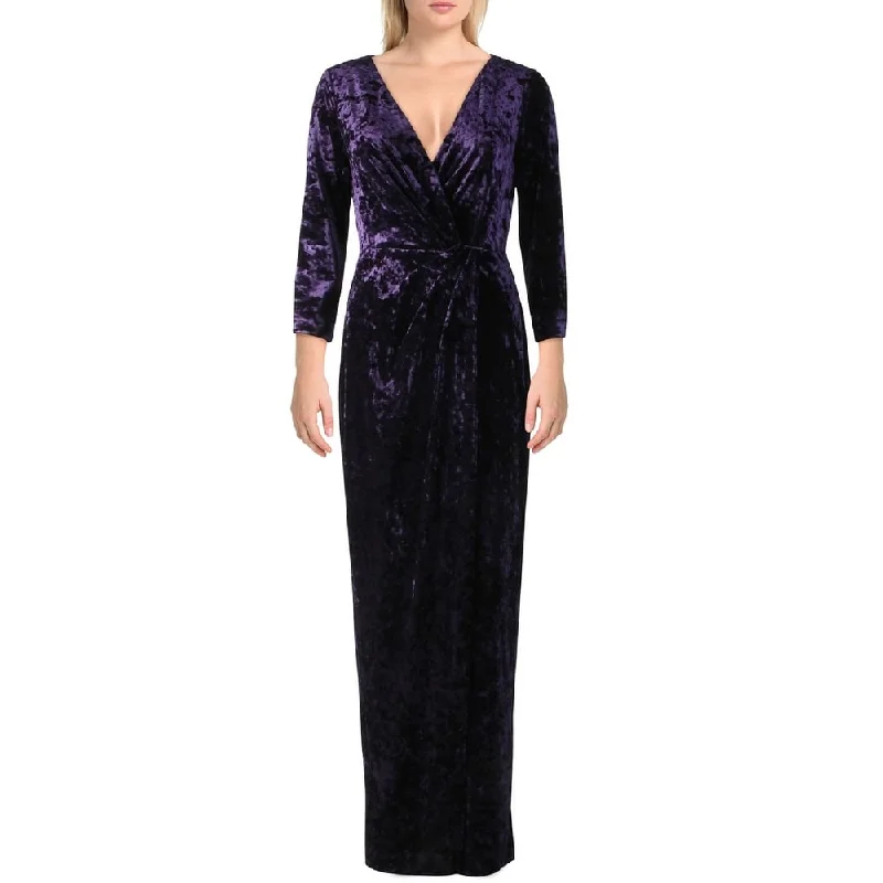 Ralph Lauren Women's Annaliah Velvet Faux Wrap Evening Dress Purple Size 8