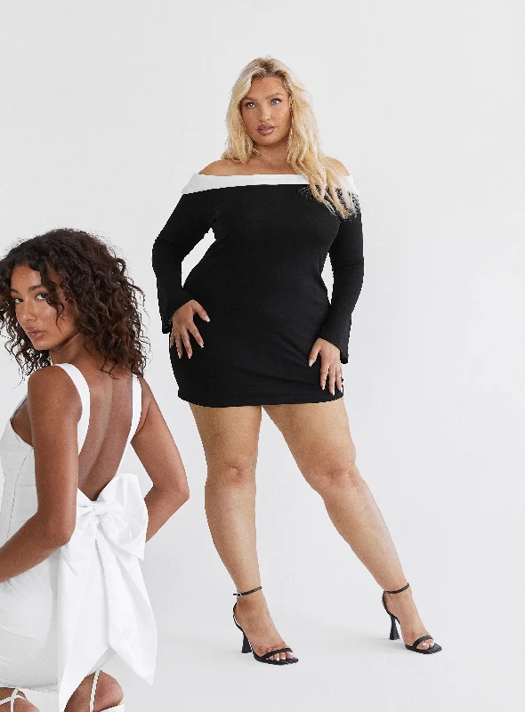 Anya Mini Dress Black / White Curve