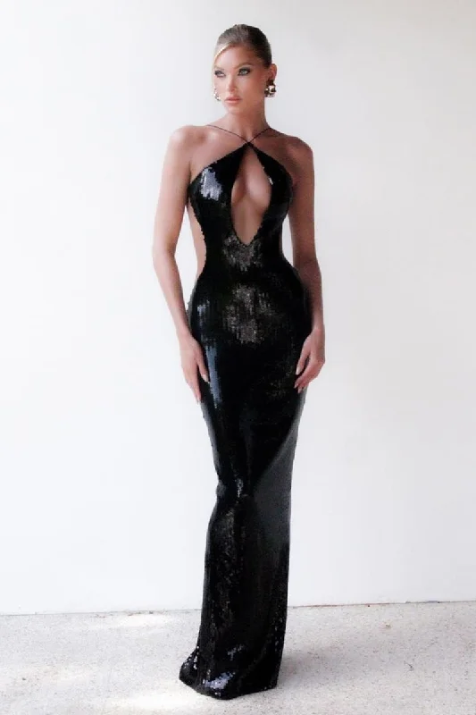 Caroline Sequin Backless Maxi Dress