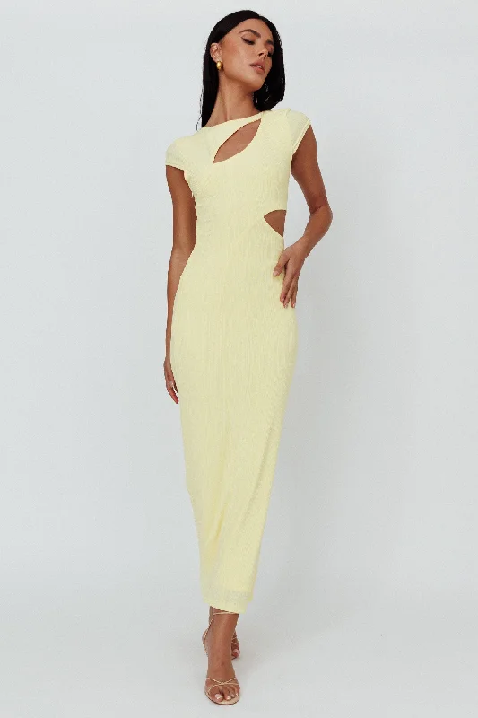 Elenice Cap Sleeve Cut-Out Midi Dress Lemon