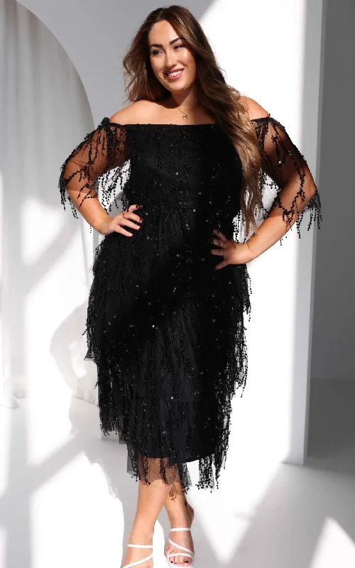 Fantango Maxi Dress - Black Sequin