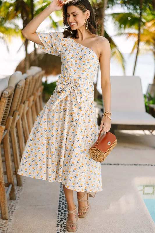 From The Top Yellow Polka Dot Midi Dress