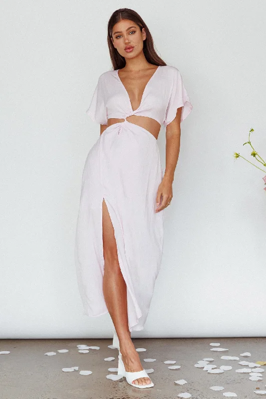 Getaway Cut-Out Waist Midi Dress Pink