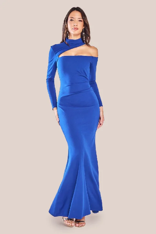 Goddiva Cutout Scuba Crepe Maxi Dress - Royalblue