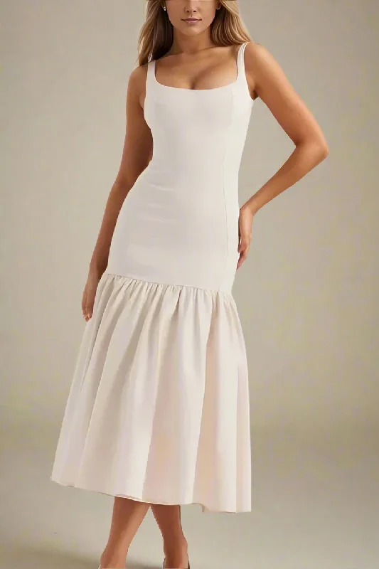 Harriet Bodycon Midi Dress - Pearl White