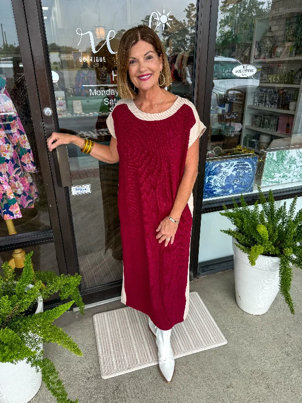 Merlot Tan Midi Dress